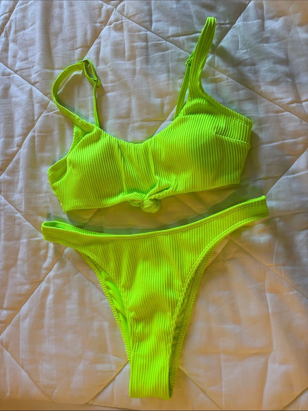 Hollister Neon Lime Ribbed Bikini Set